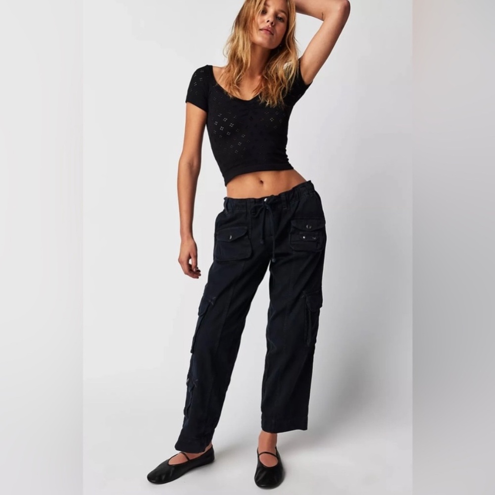 NWT Free People Tahiti Cargo Pants Black